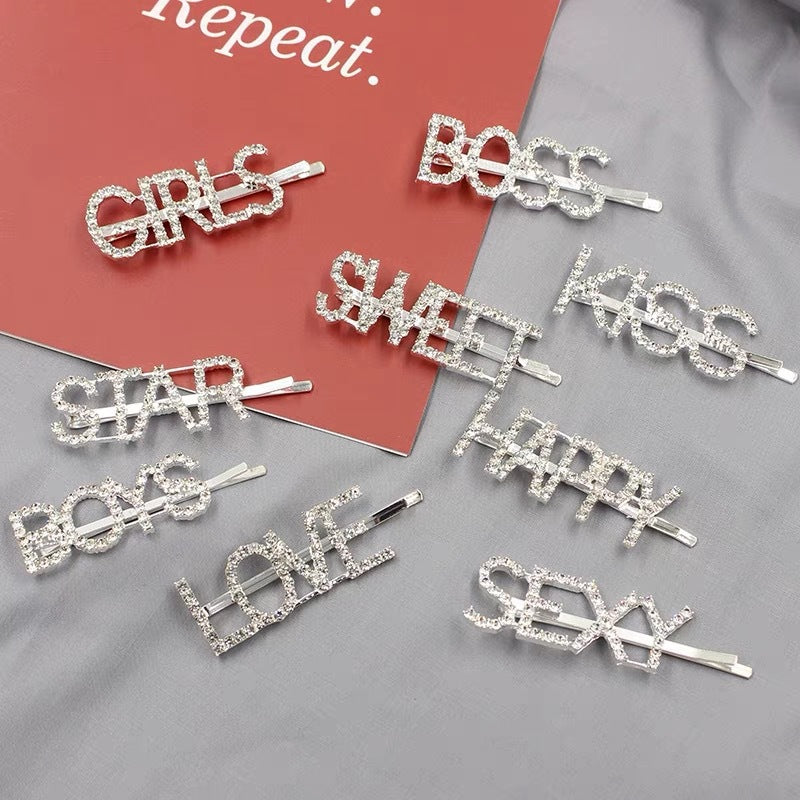 1PC Bling Letter Hairpin Barrettes