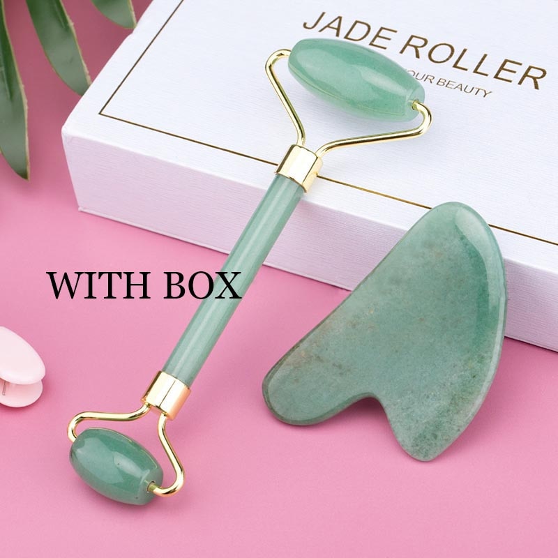 Jade Rose Quartz Natural Stone Crystal Slimmer Lift  Face Massage Roller