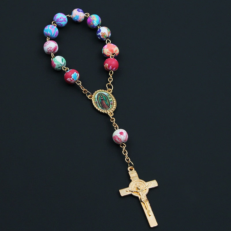 Colorful Catholic Rosary Baby Christening Bracelet For Baby Shower Or Baptism
