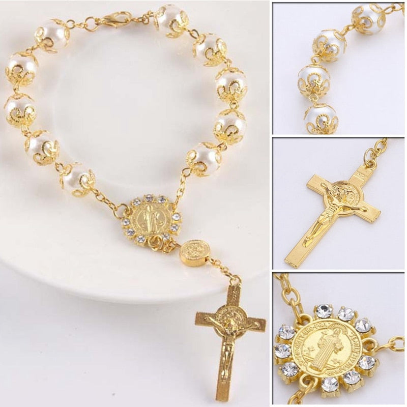 Rosary Catholic Holy Communion Cup, Cross Crucifix Pendant Bracelet