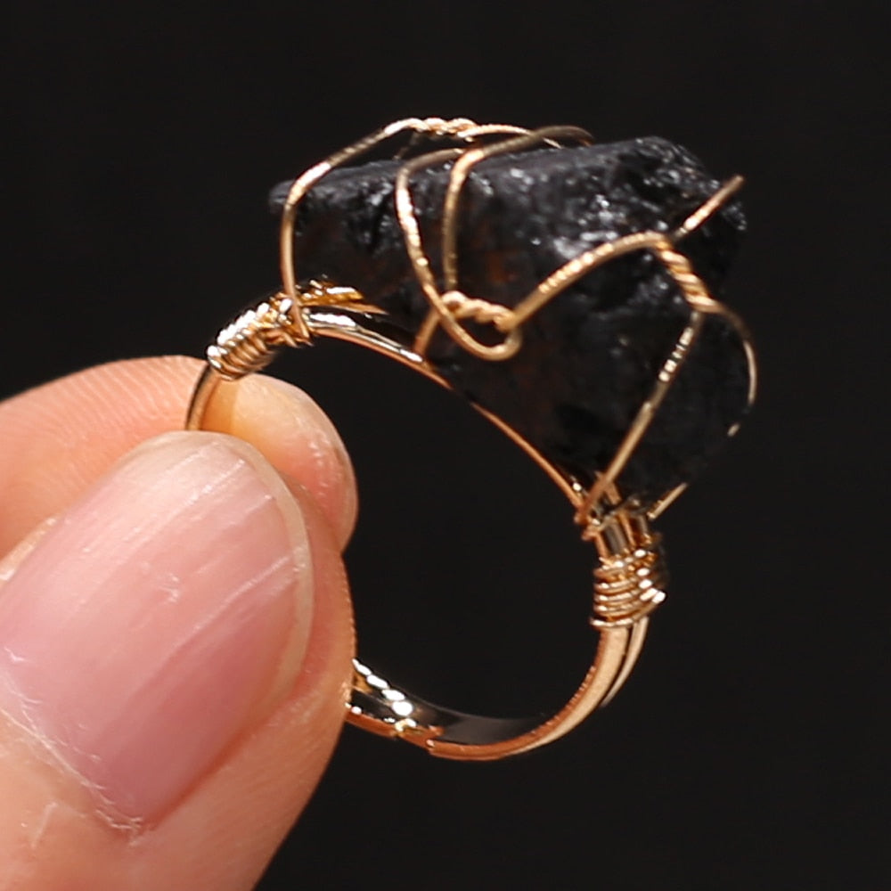 Natural Healing Stone Crystal Ring