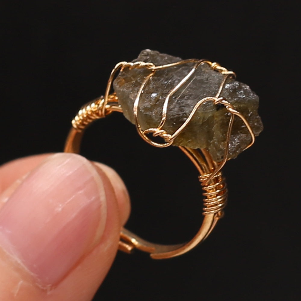 Natural Healing Stone Crystal Ring