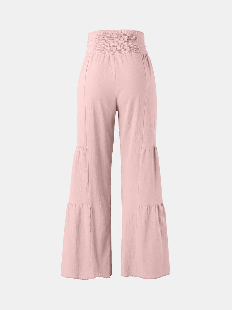 Tied Ruched Wide Leg Pants