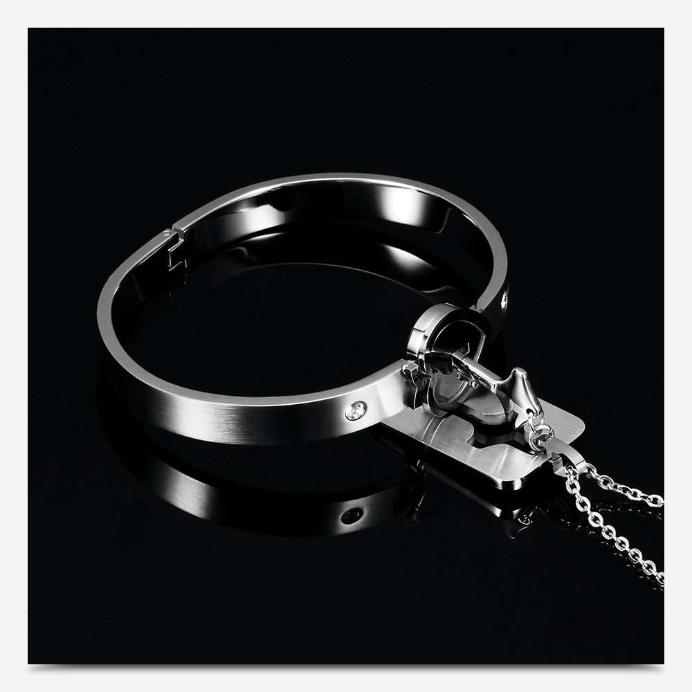 Love Heart Lock Bracelet Stainless Steel Bracelets Bangles Key Pendant Necklace