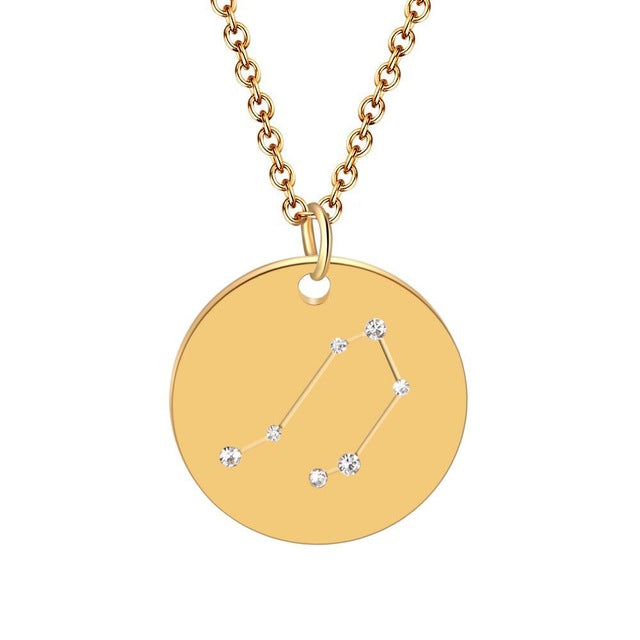 12 Unisex Constellation Stainless Steel Necklace