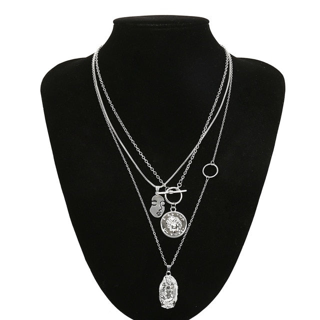 Virgin Mary  Layer Chain Choker Necklace