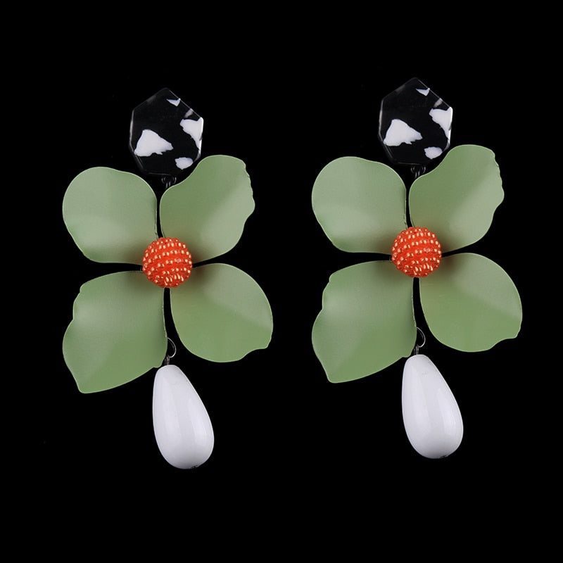Flower Statement Dangle Earrings