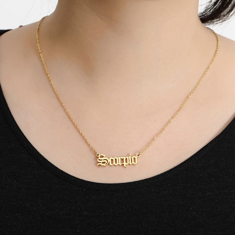 Zodiac Constellations Name Pendants Necklace For Women/Men