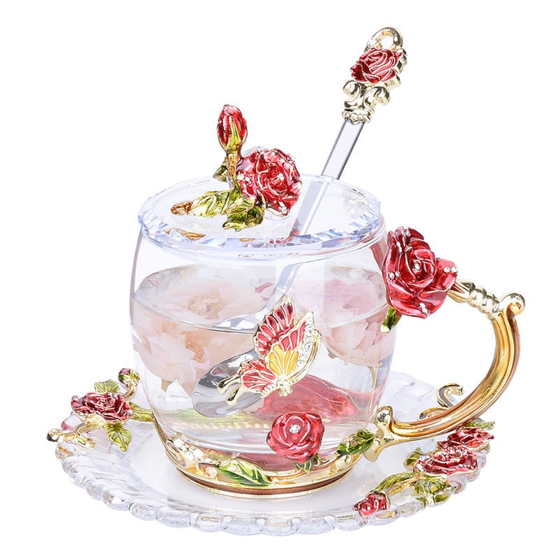Handcrafted Color Enamel Glass Coffee & Tea Cups Mug