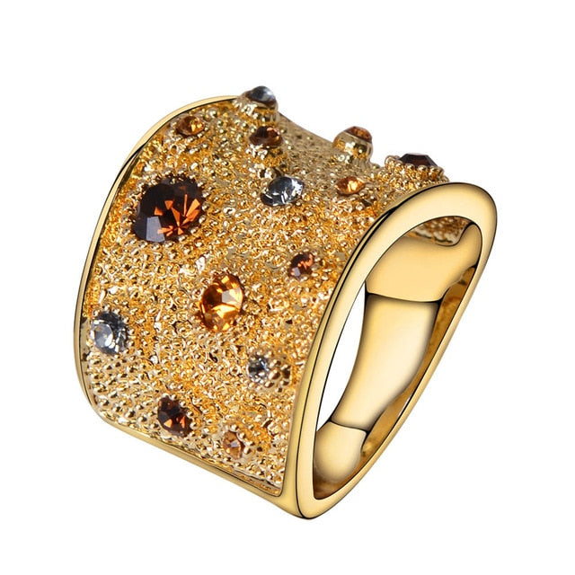 Multi Colored Paved Rhinestones Cocktail Ring