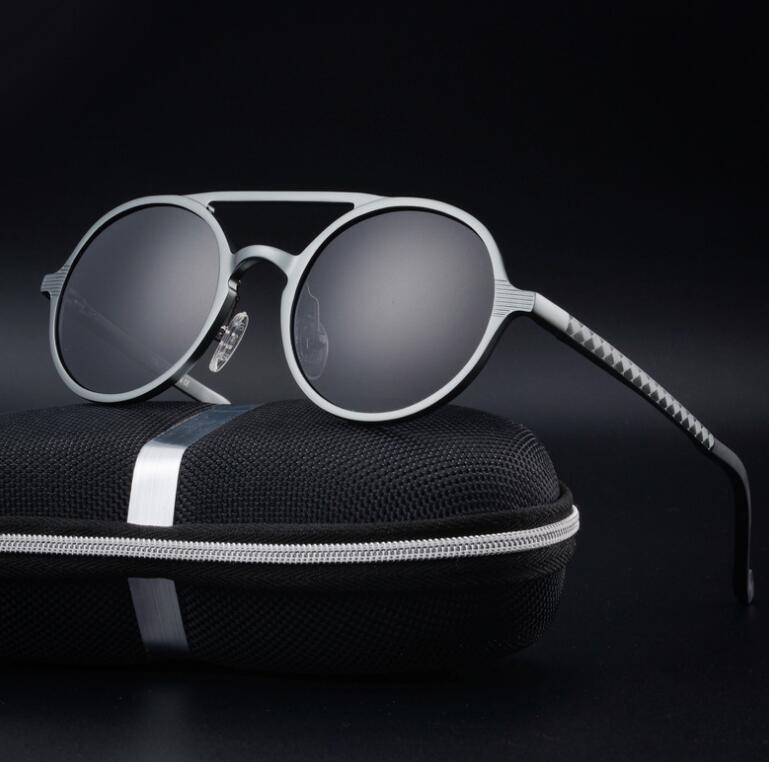Men's Retro Aluminum Magnesium Polarized Vintage Round Sunglasses