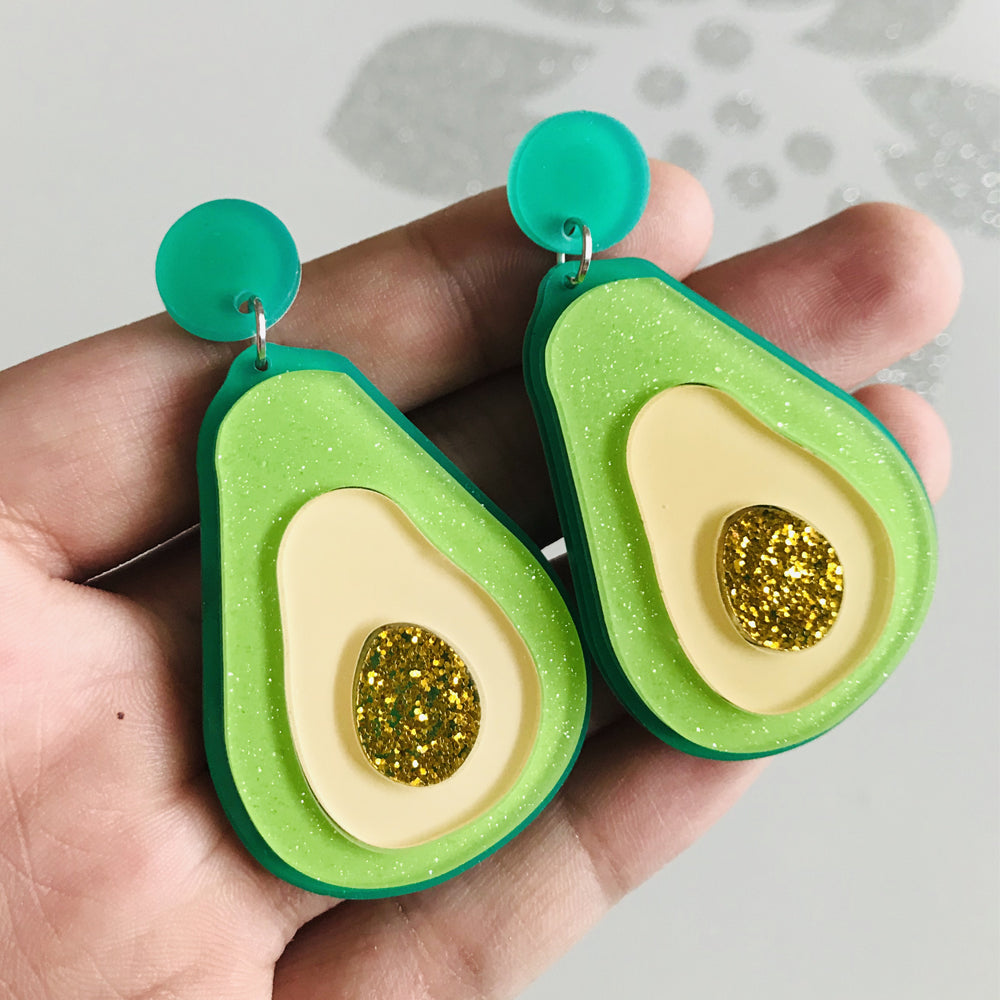 Green Avocado Drop Earrings