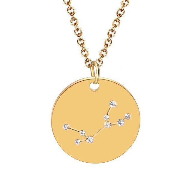 12 Unisex Constellation Stainless Steel Necklace