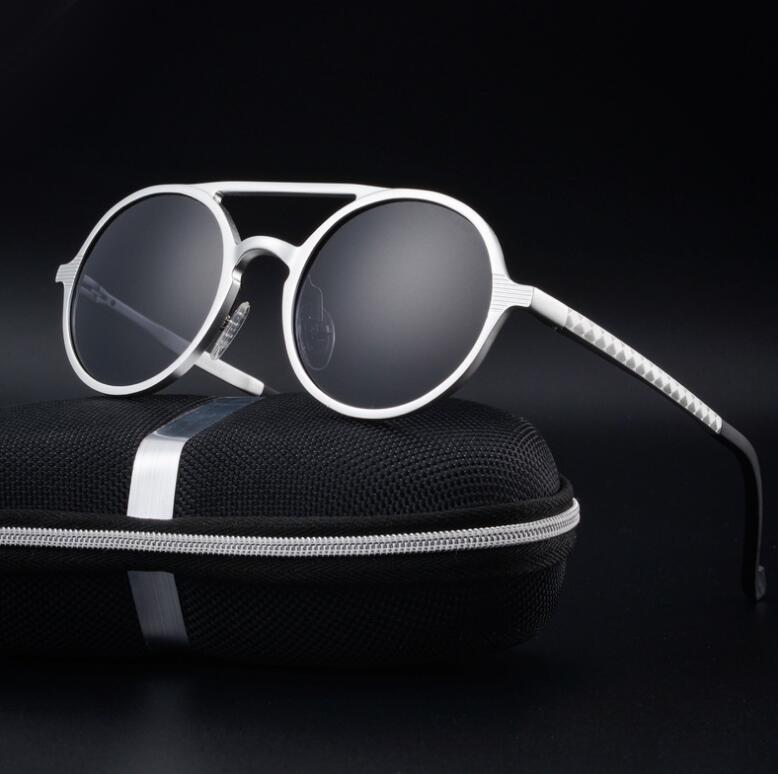 Men's Retro Aluminum Magnesium Polarized Vintage Round Sunglasses