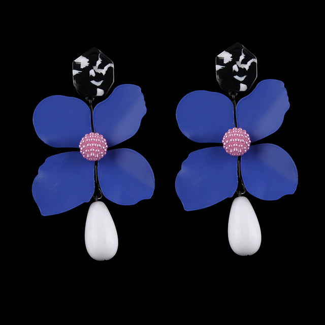 Flower Statement Dangle Earrings