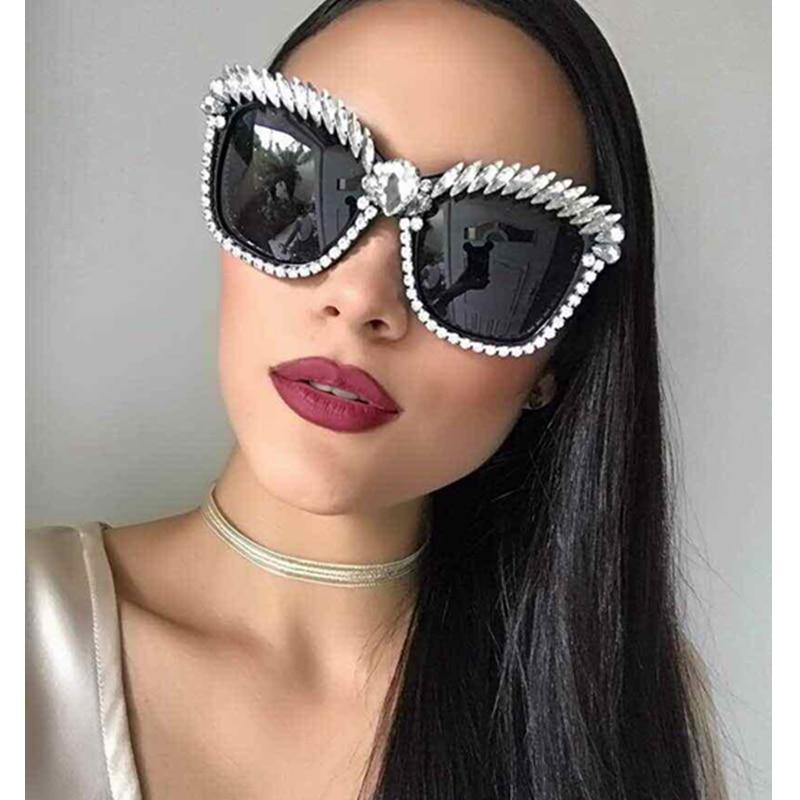 Cat Eye Sunglasses Women Rhinestones