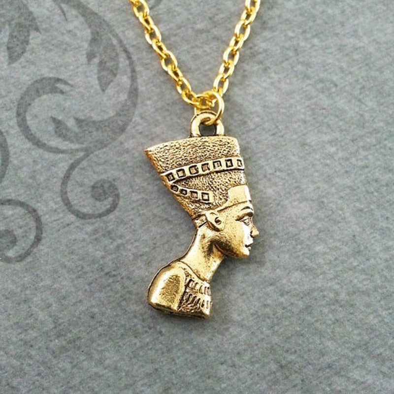 Ancient Egyptian Queen Nefertiti Head Portrait Necklace