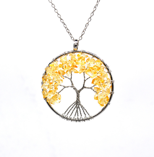 Tree of Life Pendant Crystal Gemstone Chakra Necklace