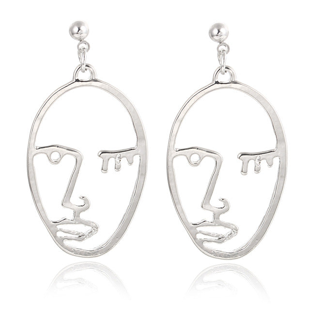 Abstract Hollow Out Face/Hand Dangle Earrings