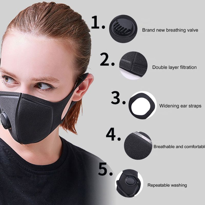 Unisex Sponge Dustproof 2.5 Pollution Half Face Mouth Mask With Breath Valve