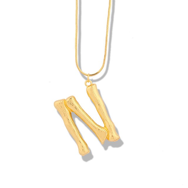 Big A-Z Letter Gold Pendant Necklaces