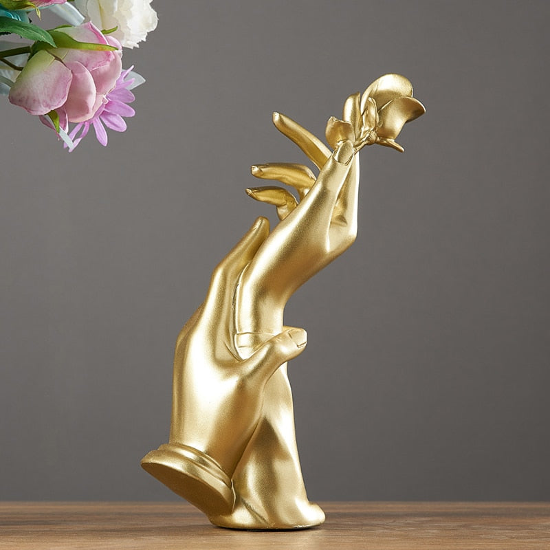 Abstract Golden Sculpture Creative Hand Statue
