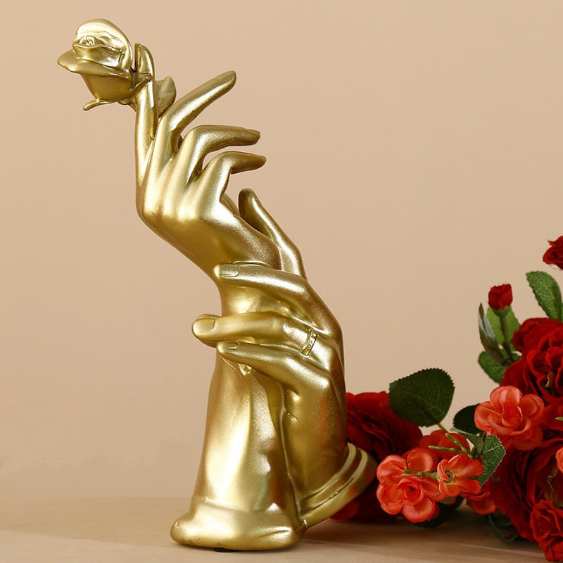 Abstract Golden Sculpture Creative Hand Statue