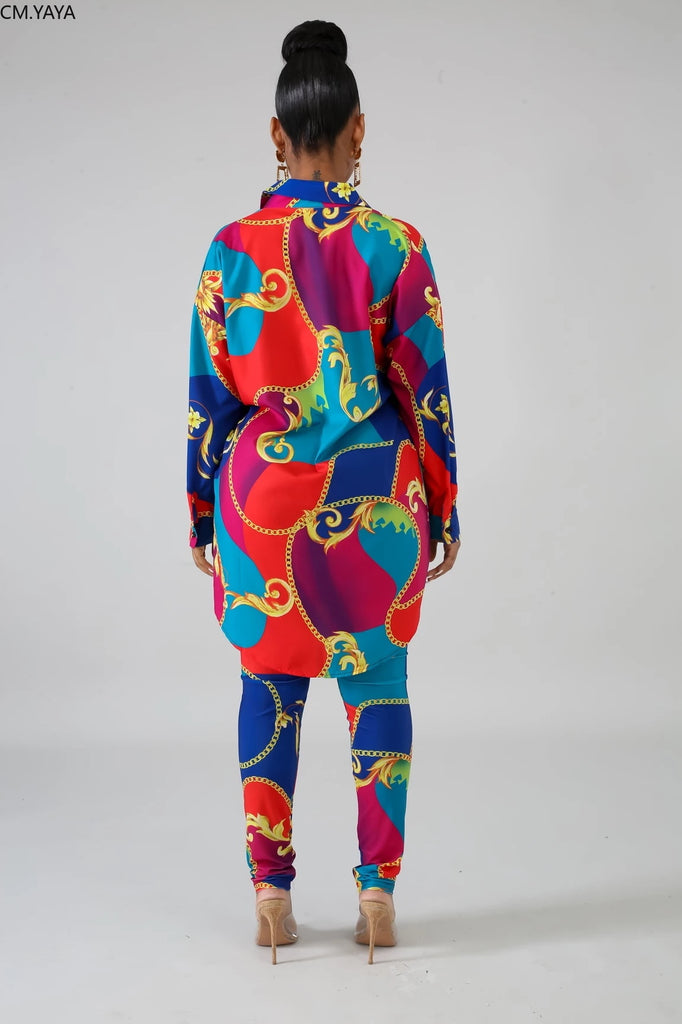 Women's Printed Colorful Two-Piece Tracksuit