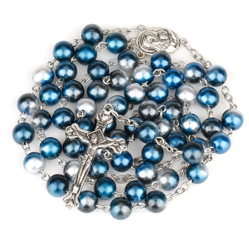 8mm Round Rosary Colorful Bead Charm Necklaces