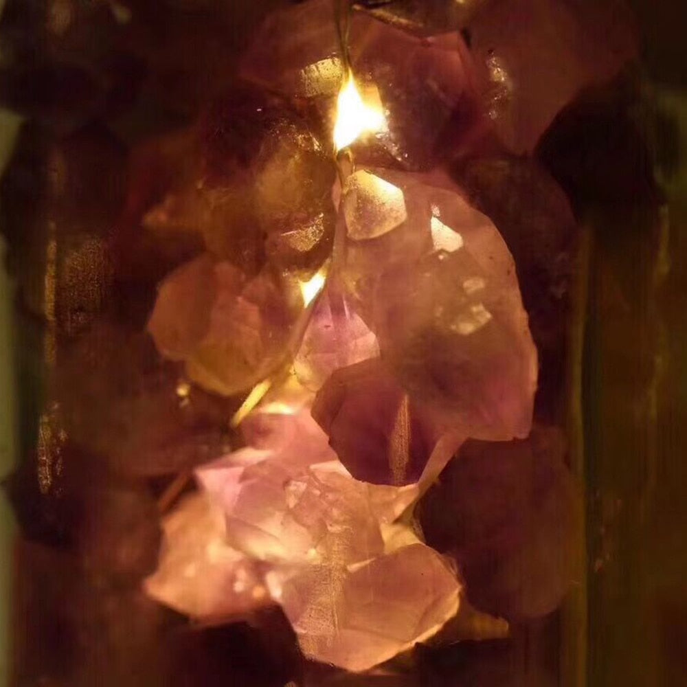 Natural Tibet Himalayan Amethyst Quartz Crystal Cluster Wishing Bottle Lamp Spiritual Reiki Healing Home Decoration