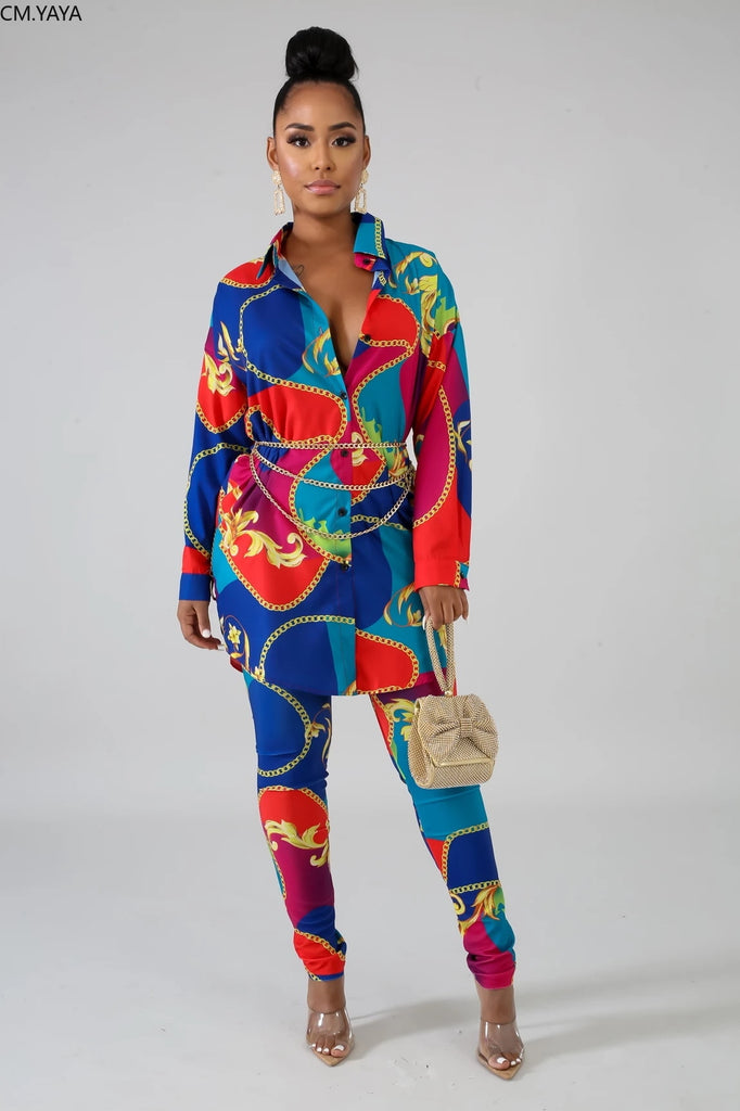 Women's Printed Colorful Two-Piece Tracksuit