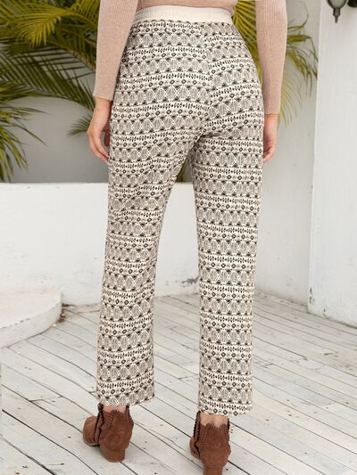 Tied Printed Pants with Pockets